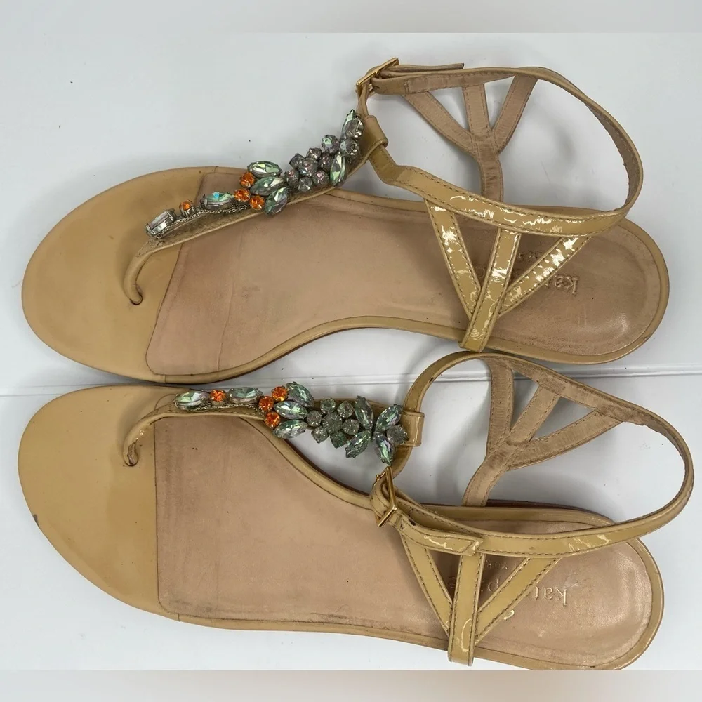 Kate Spade Tan Jeweled Embellished Sandals